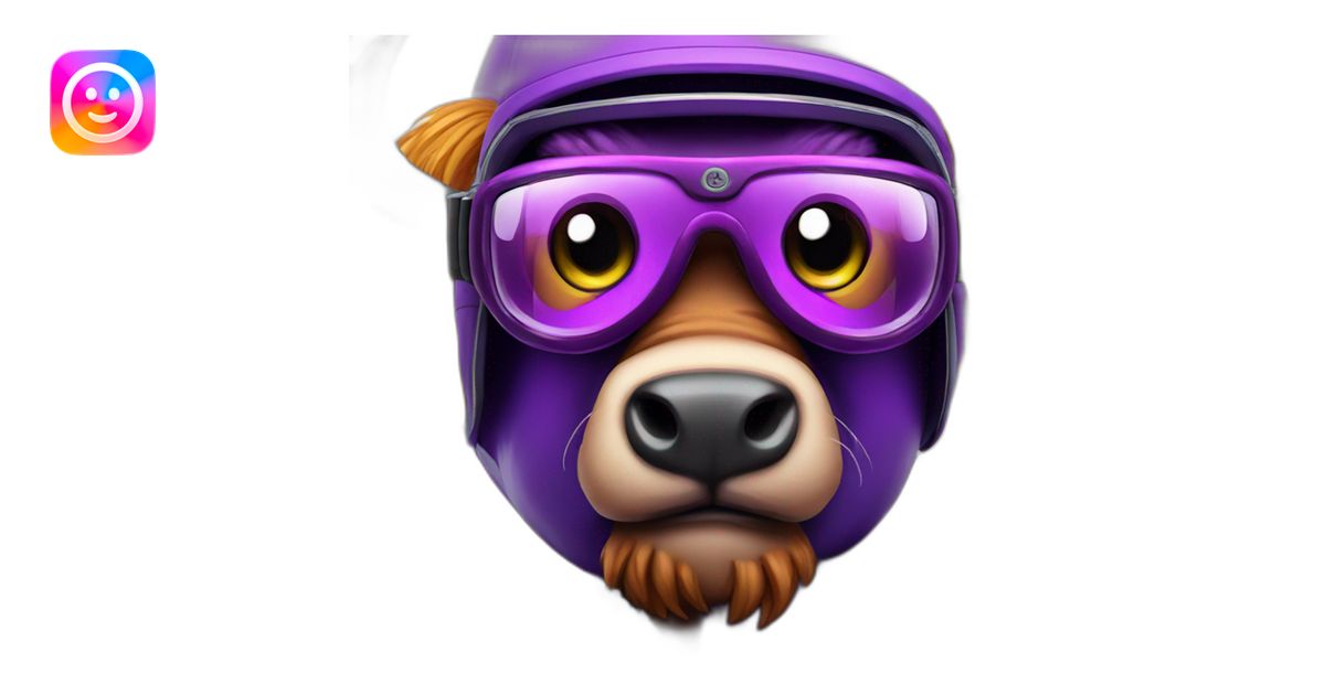 purple ox in snowboard goggles emoji | AI Emoji Generator