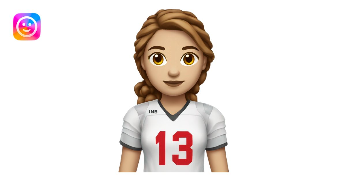 Lacrosse player girl brown hair light skin red number 13 jersey emoji ...