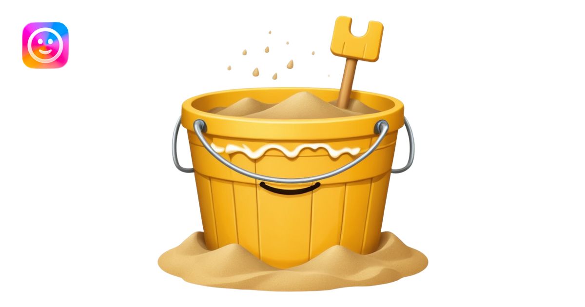 Bucket-shaped sand castle emoji | AI Emoji Generator