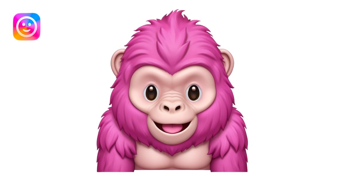 Cute pink gorilla emoji | AI Emoji Generator