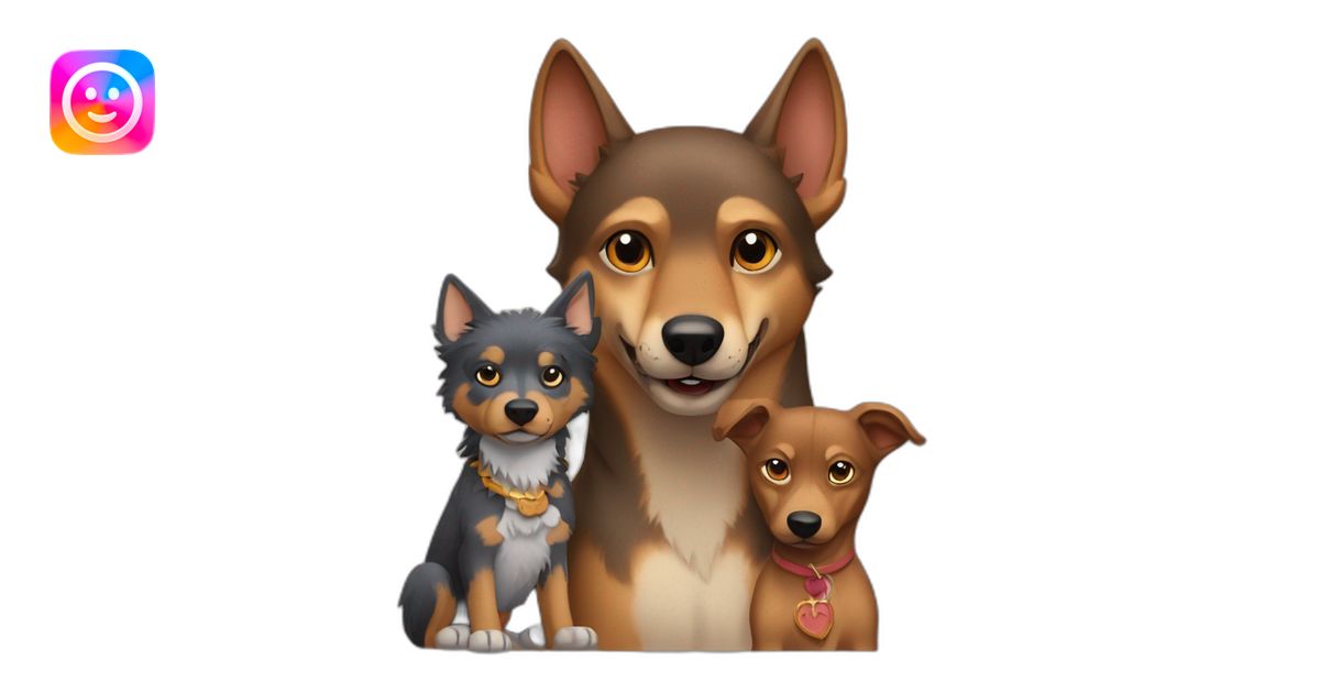 Wolf with Daschhund and Minpin like friends emoji | AI Emoji Generator