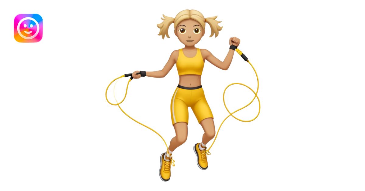person jumping rope, simple yellow face emoji | AI Emoji Generator