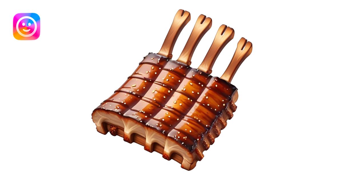 Cinematic Realistic Barbeque Ribs Dish Emoji, depicted as succulent ...