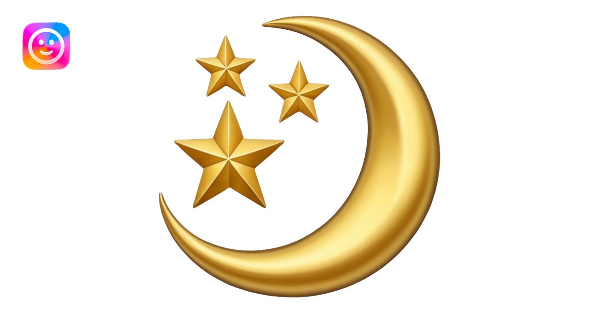Star and Crescent emoji with black background and no face only star and ...