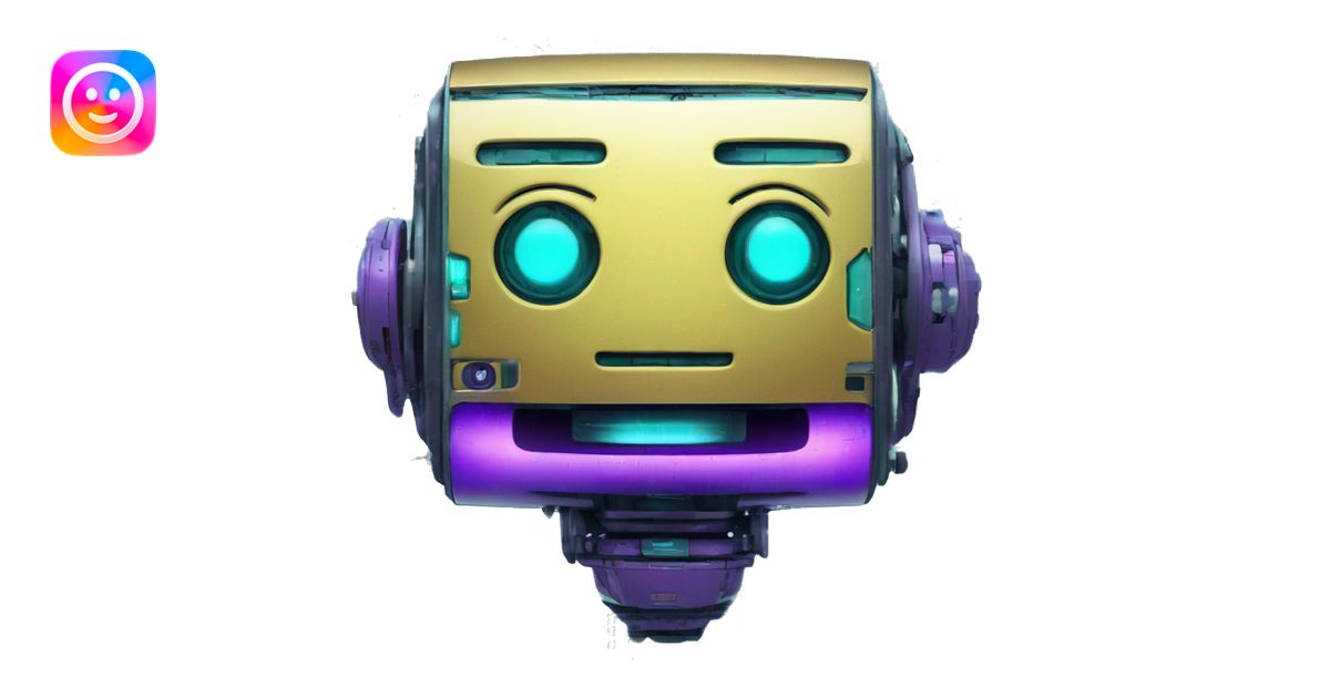 Smily face robotic scanning device, cyberpunk, cyan and purple colors ...