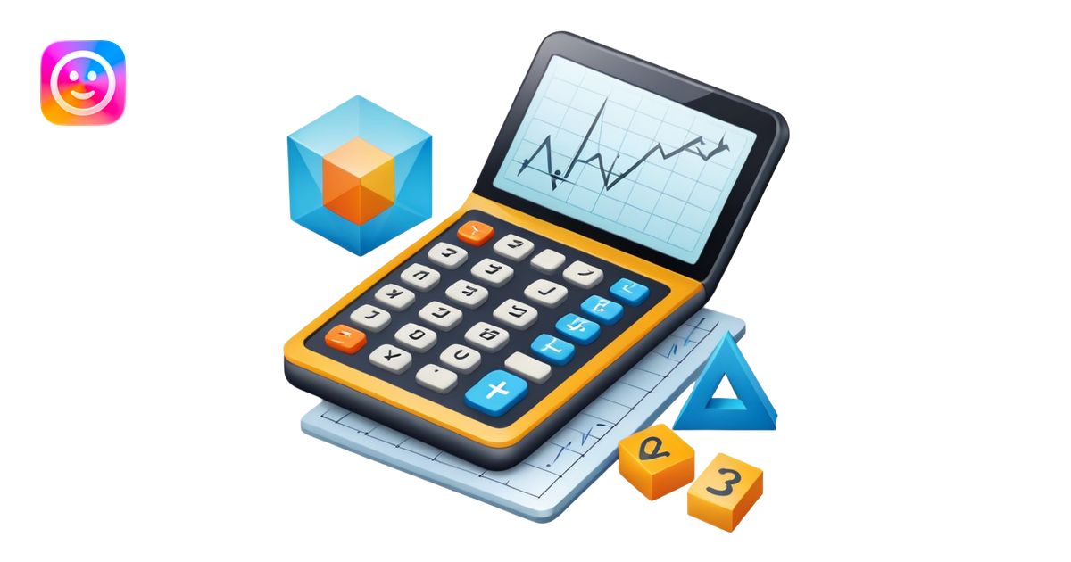 An icon featuring mathematical formulas, a calculator, and geometric ...