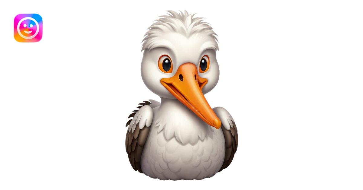 Create a really cute, simple, cartoon pelican emoji that i can copy and ...
