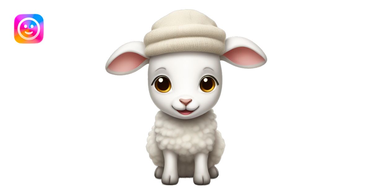Cute baby ewe wearing rabbit hat emoji | AI Emoji Generator