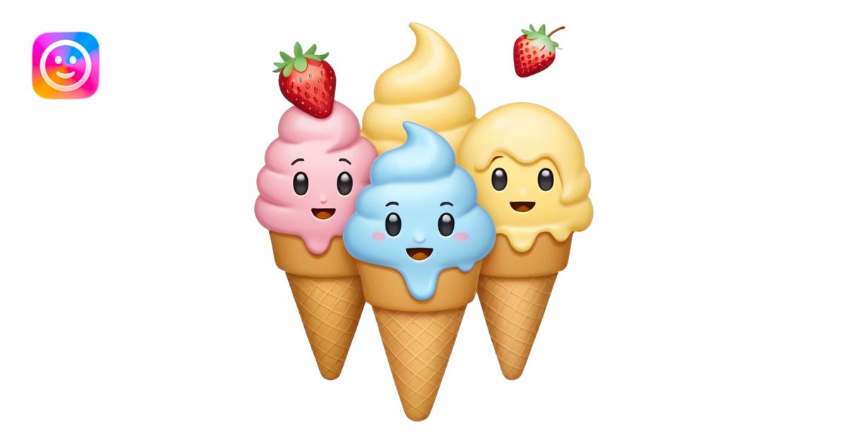 Ice cream emoji, pastel blue & yellow palette Flat vector, minimal ...