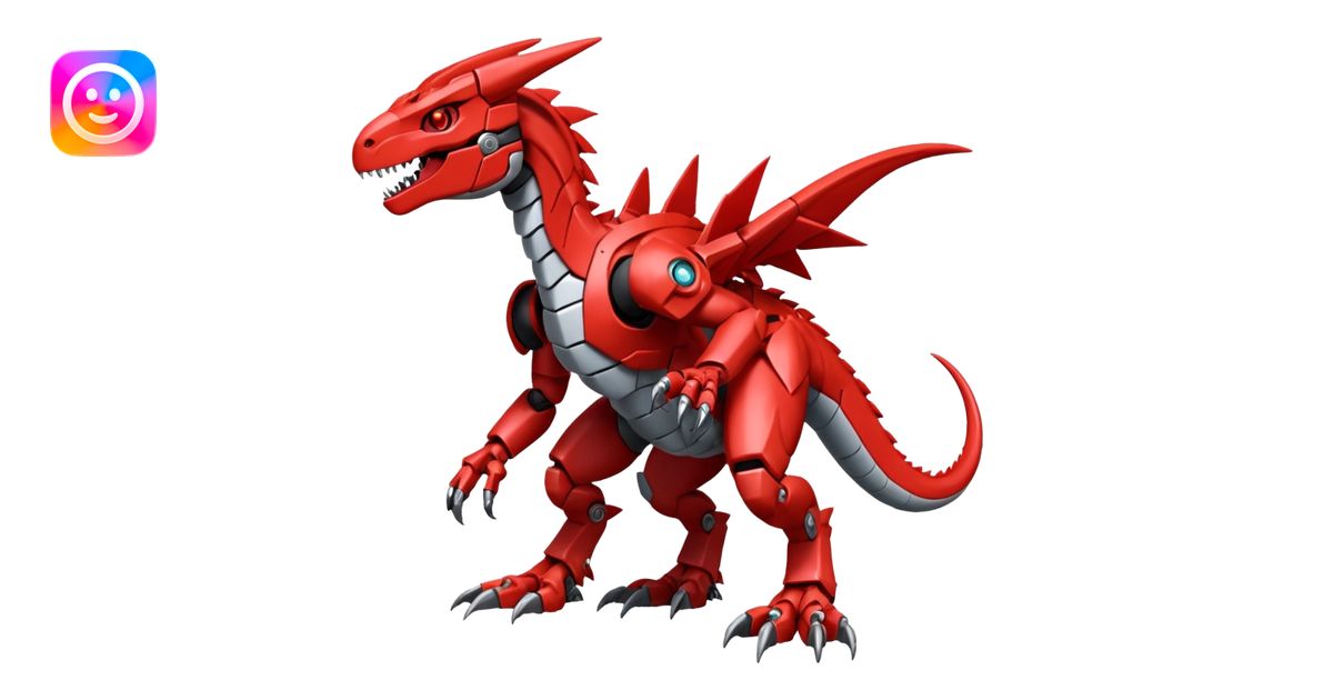 Cool Edgy Futuristic Red Digimon-Fakemon-Guilmon-Velociraptor-Dragon ...