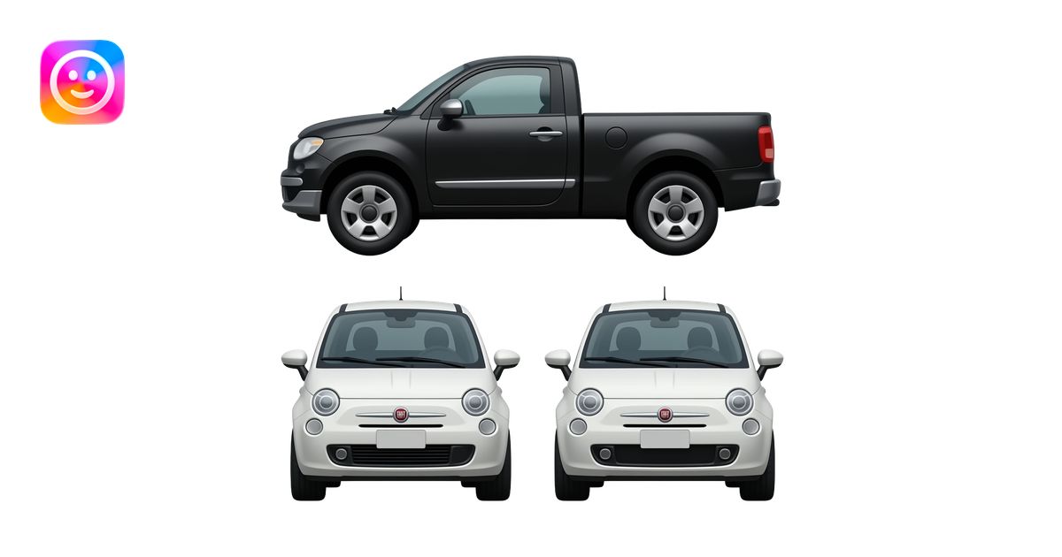Black GMC PICKUP SUV TRUCK Of The 4 White Fiat 500 Dizzy Stars emoji ...
