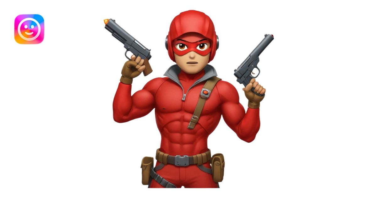 redhood with helmet and visor and pistol emoji | AI Emoji Generator