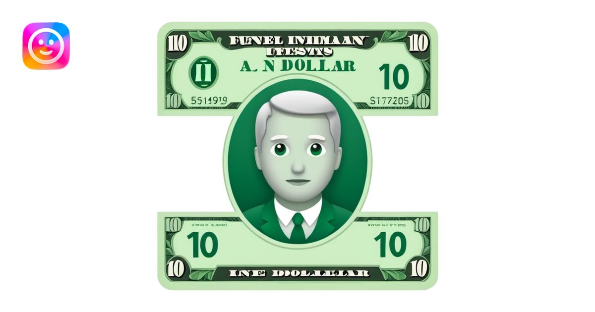 one 10 dollar bill flat ios emoji style version emoji | AI Emoji Generator
