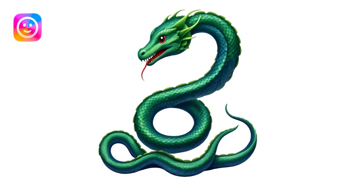 Sea Serpent – Long green snake-like monster rising from water emoji ...