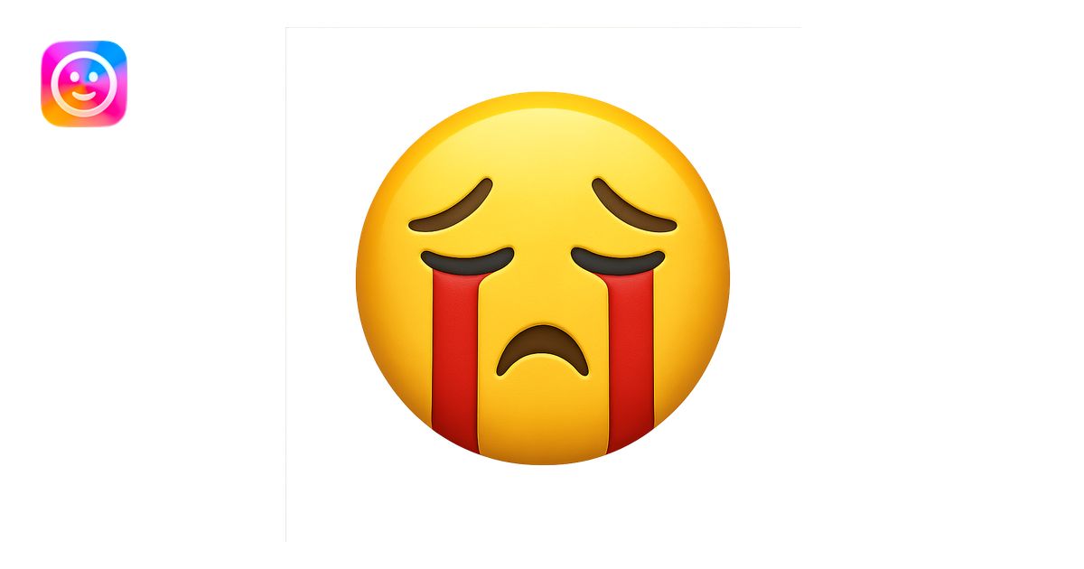 yellow crying face emoji with red tears, no background emoji | AI Emoji ...