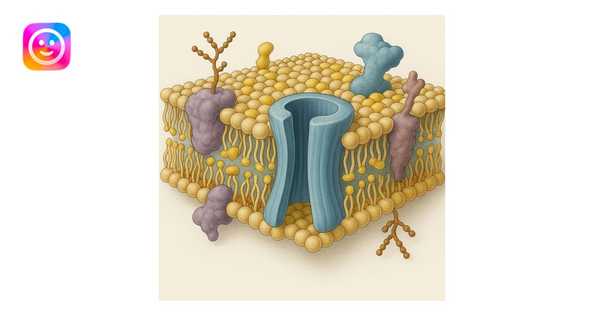 3D cross-section of a biomembrane, detailed phospholipid bilayer ...
