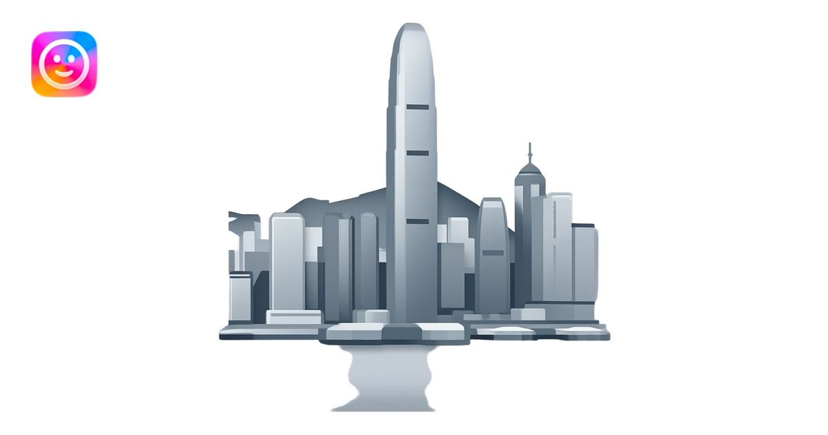 Hong Kong Victoria Peak skyline emoji icon, Victoria Peak skyline ...