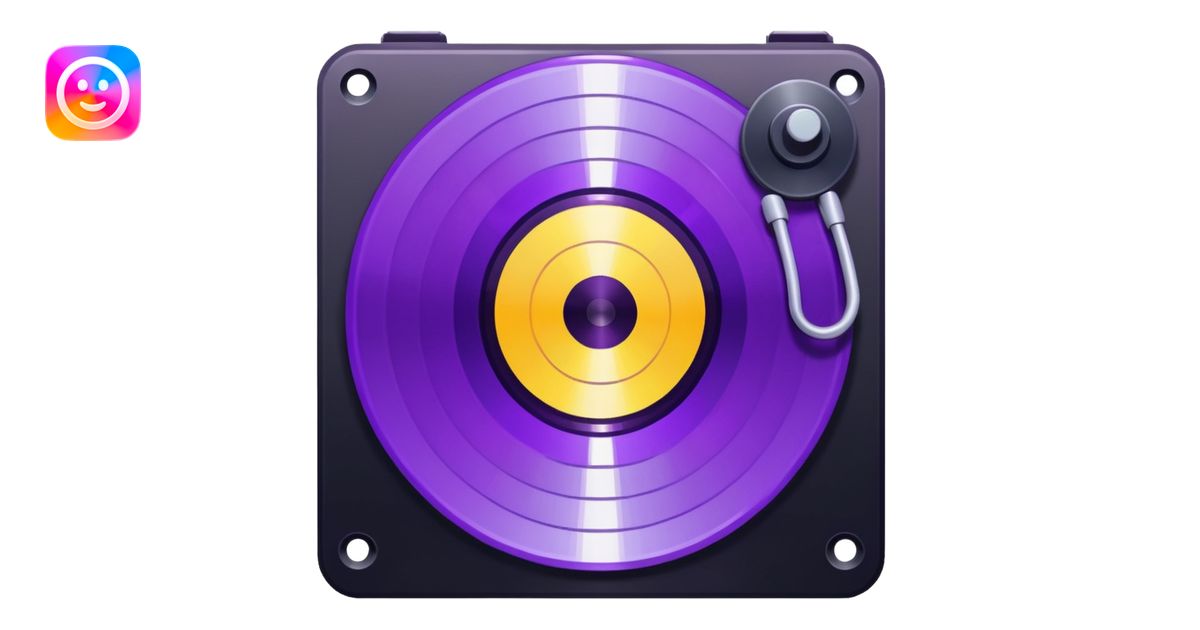 pixelated record with a purple middle emoji | AI Emoji Generator