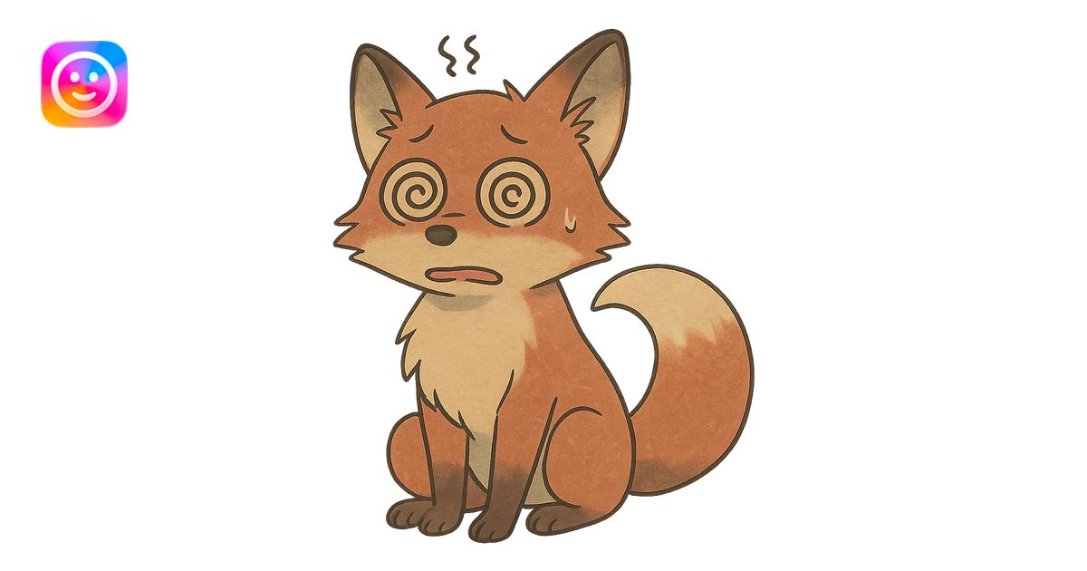 ghibli style dizzy fox with spiral eyes emoji | AI Emoji Generator