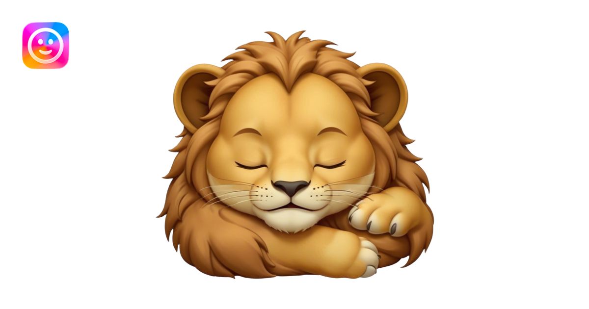 Meme-Worthy Cute Sleeping Lion Cub Portrait Emoji, Head resting ...