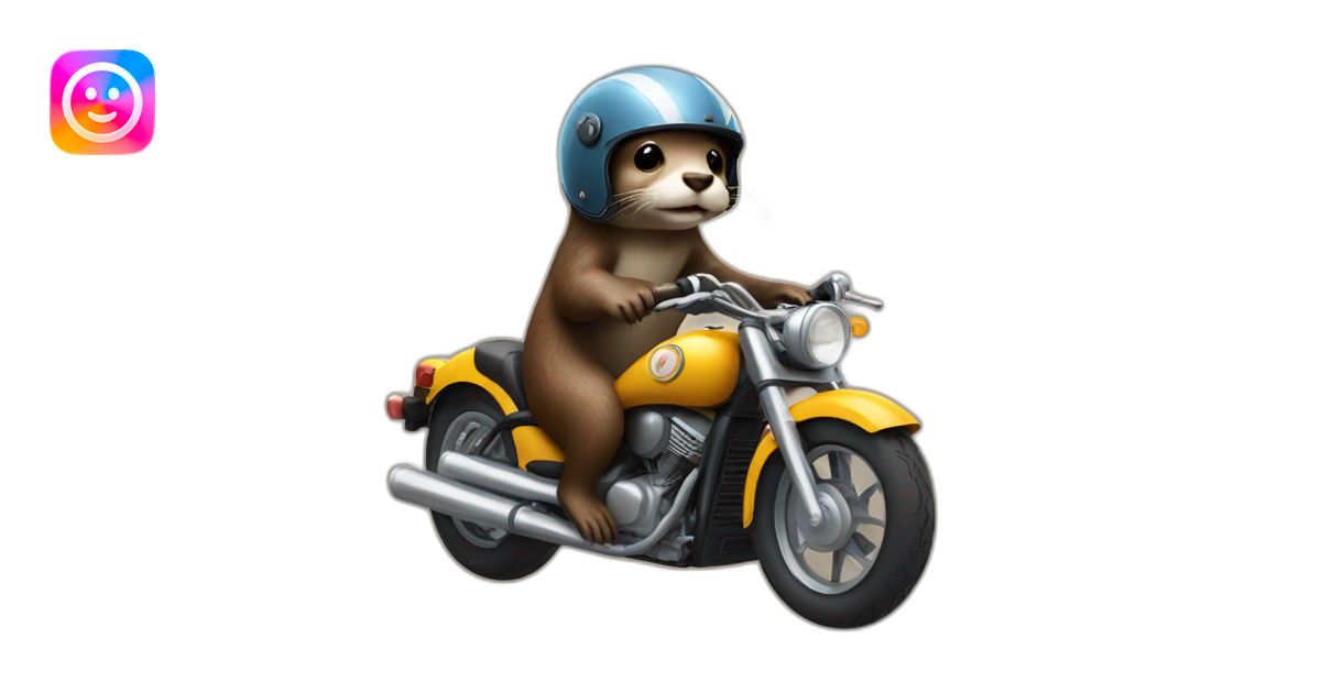 otter riding a motorcycle wearing helmet emoji | AI Emoji Generator
