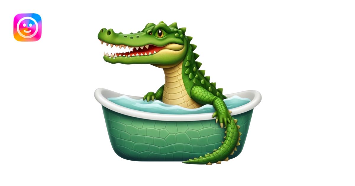 Crocodiles is showing in the bath tub emoji | AI Emoji Generator