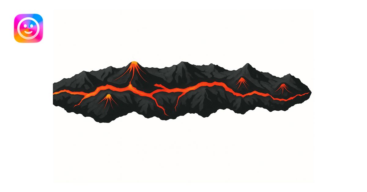Top-down orthographic view (strictly from above) of a volcanic mountain ...