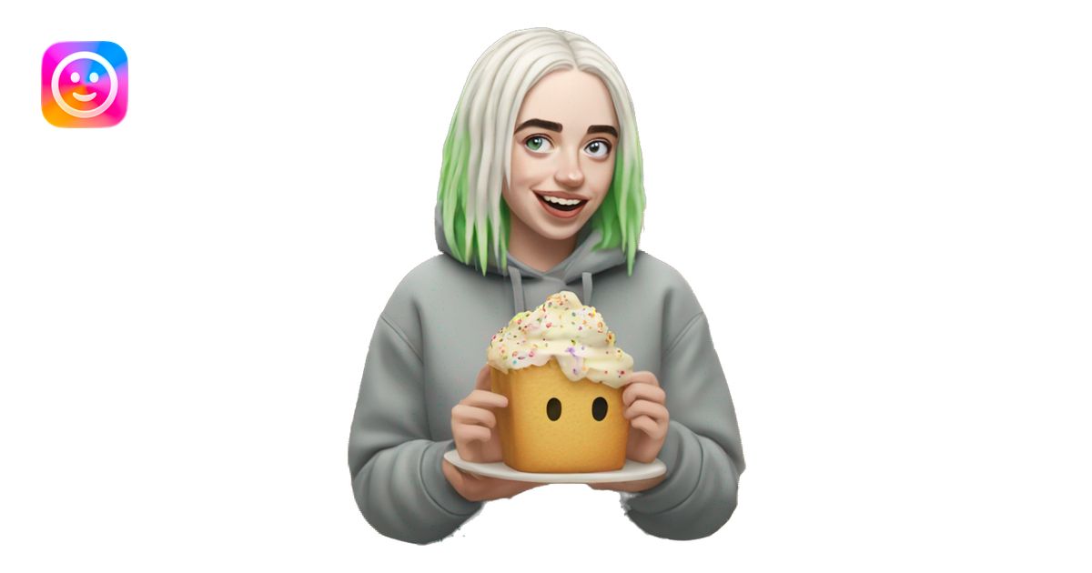 billie eilish enjoying some local bakery treats emoji | AI Emoji Generator