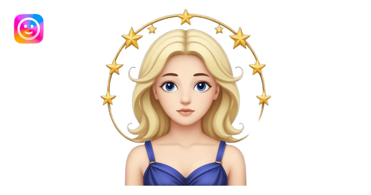 Libra woman emoji, celestial, with stars emoji | AI Emoji Generator