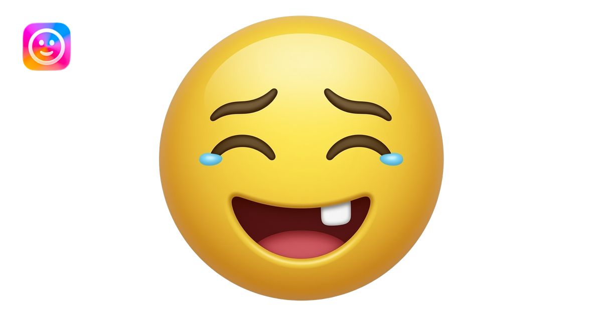 Apple-style yellow emoji face in tooth pain, eyes squeezed shut, open ...