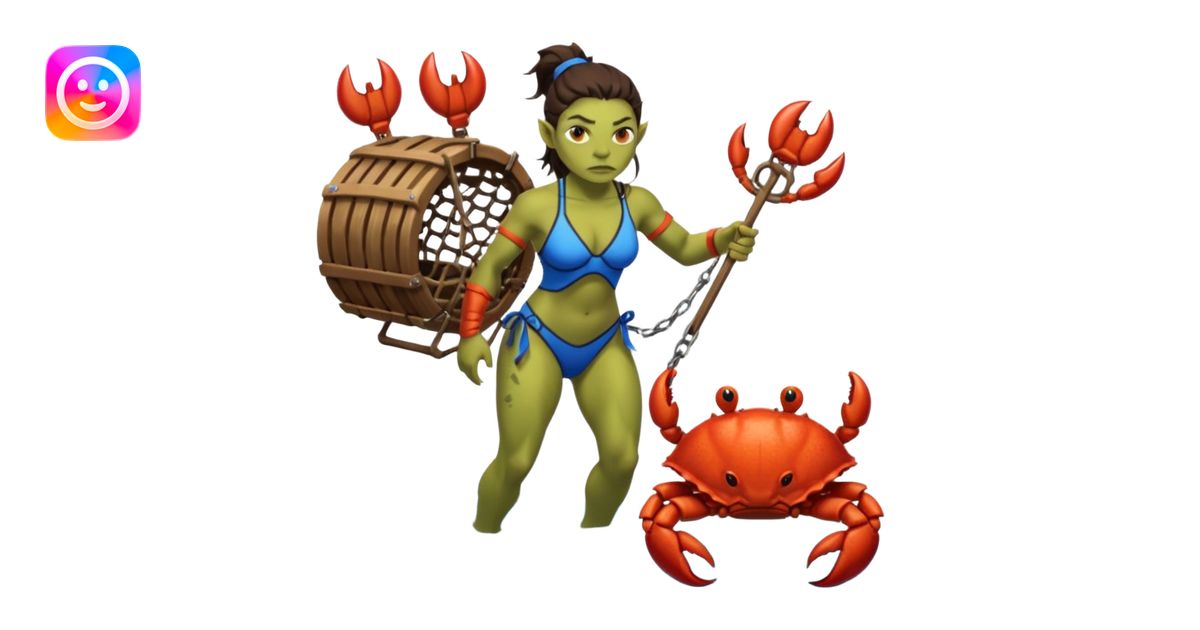 orc female Swimsuit with armored pauldrons, dragging a comically large ...