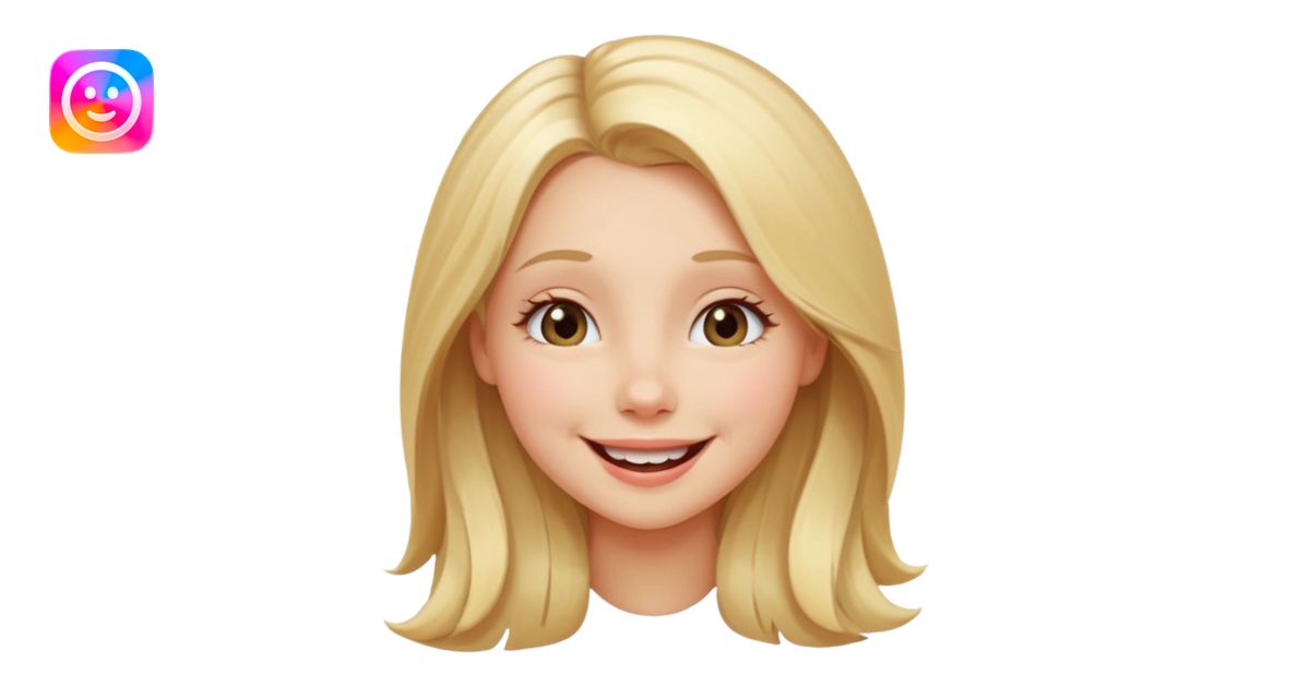 A smiling girl with long blonde hair, winking playfully. The style ...