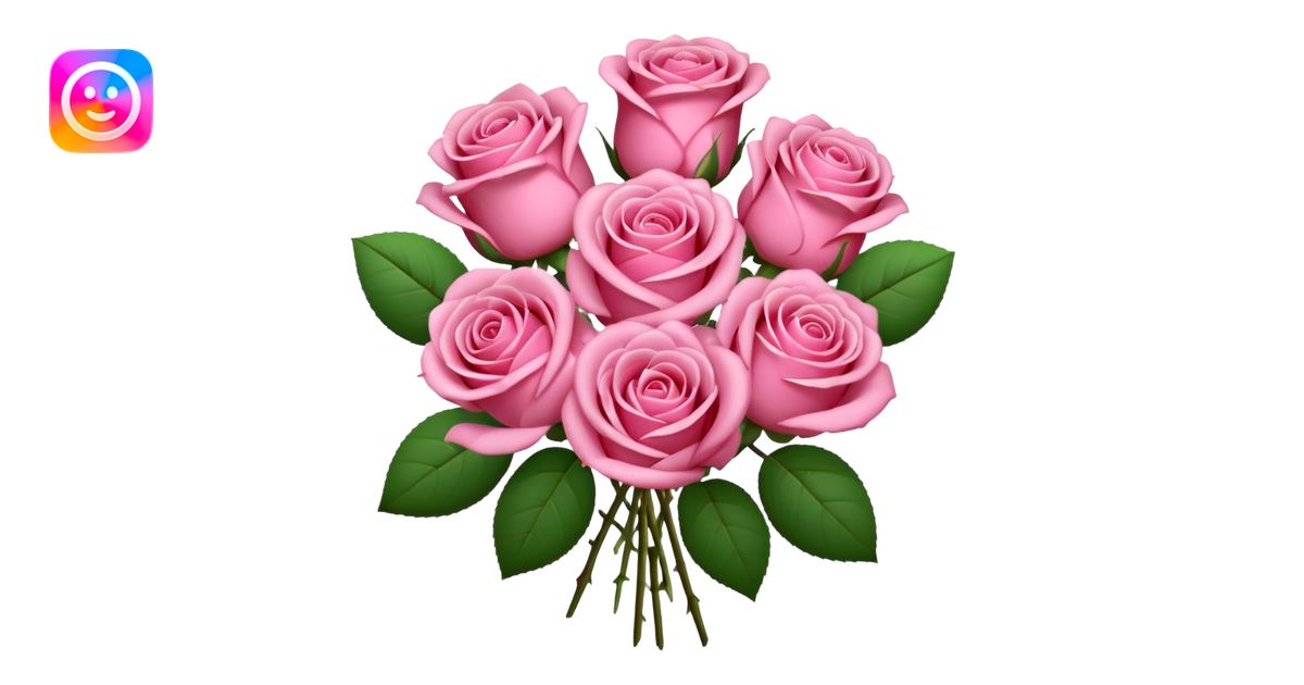 Bouquet of pink roses emoji | AI Emoji Generator
