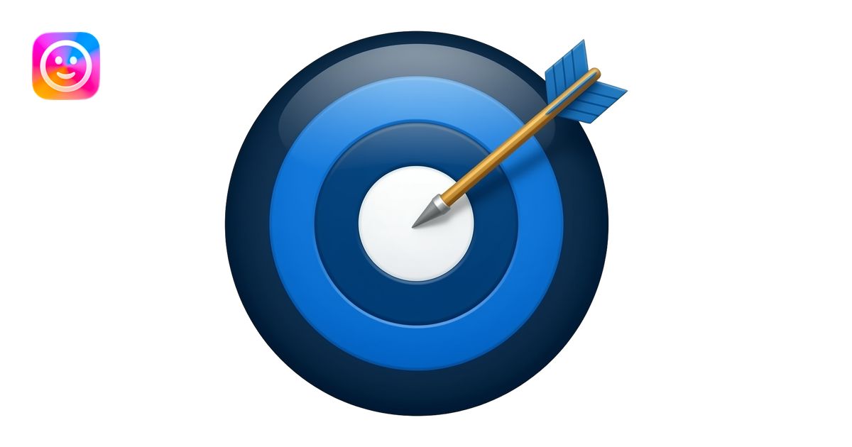 Target with arrow, colors inclide dark blue, deep blue, celestial white ...