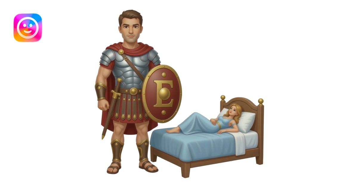 Muscular Roman soldier bald with brown eyes the Letter E on the shield ...