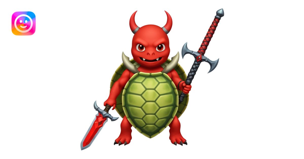 A devil in a turtle carapace add devil sword emoji | AI Emoji Generator