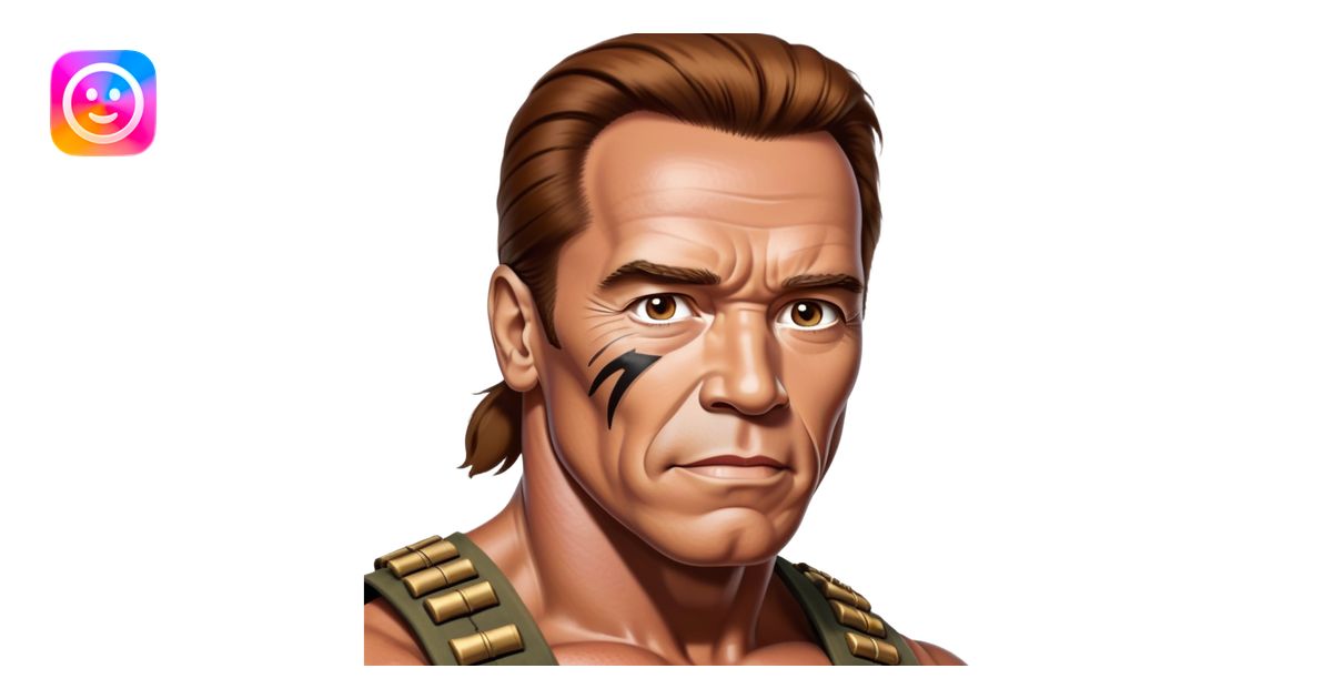 Arnold Schwarzenegger from commando poster with war makeup on emoji ...