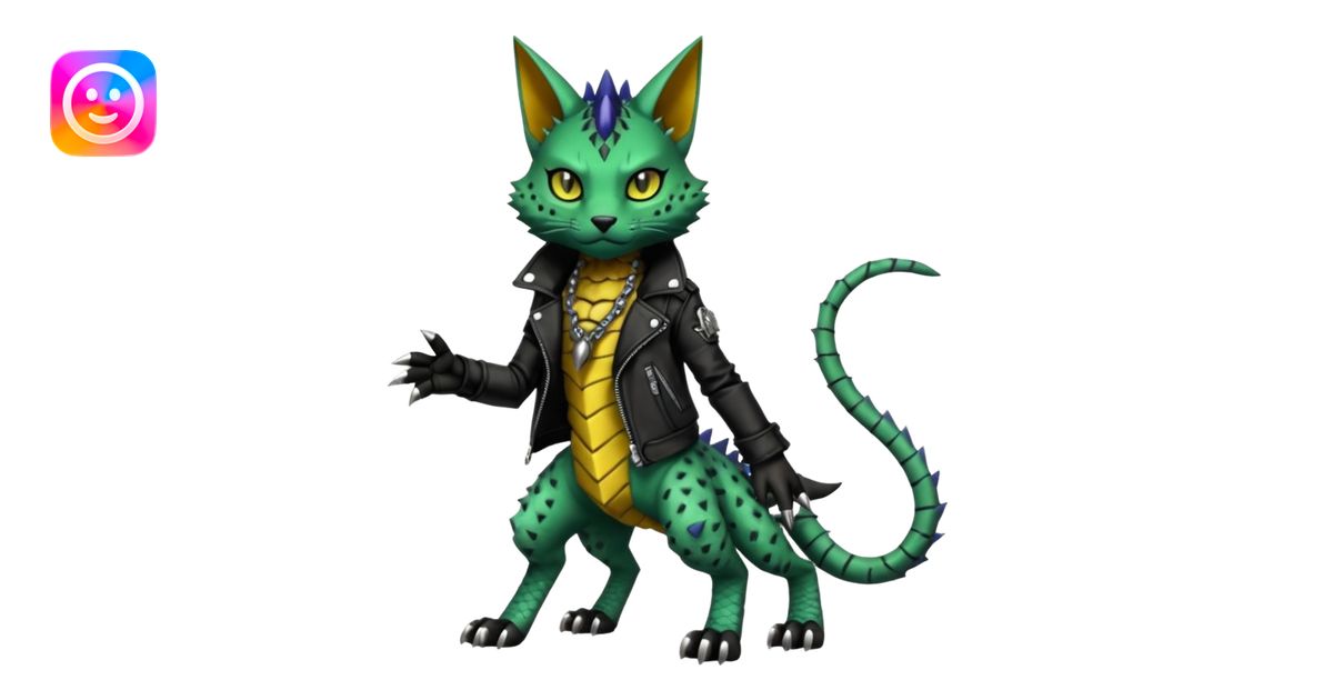 Punky gothic edgy badass spiked scaley Bastet-Gatomon-Digimon-Fakémon ...