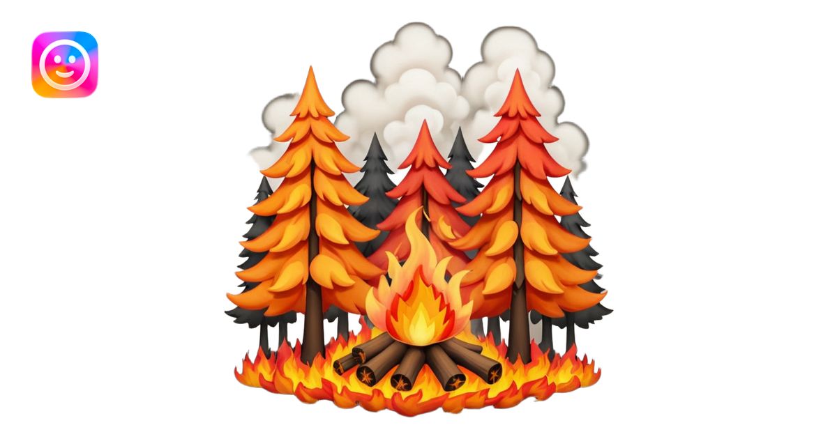 a forest fire were every tree is in fire emoji | AI Emoji Generator
