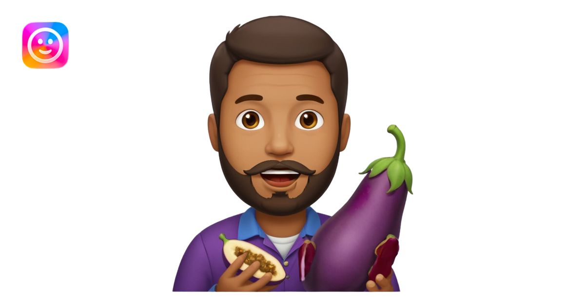 Dominican man with a beard as an eggplant in his mouth emoji | AI Emoji ...
