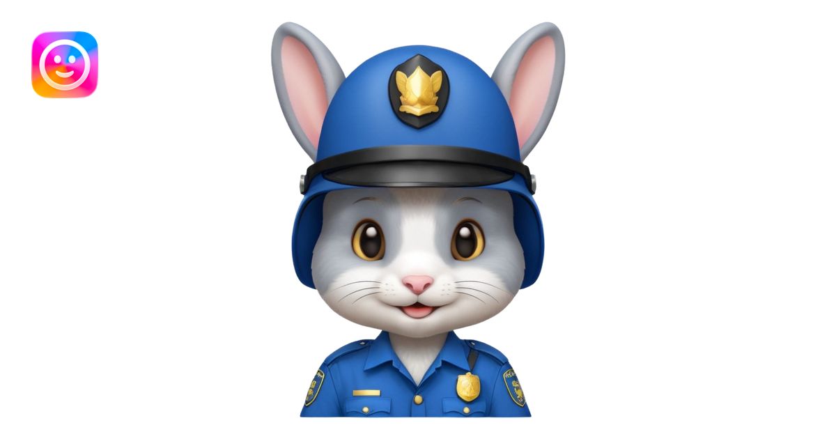 cute Rabbit police, blue uniform including helmet of uniform emoji | AI ...