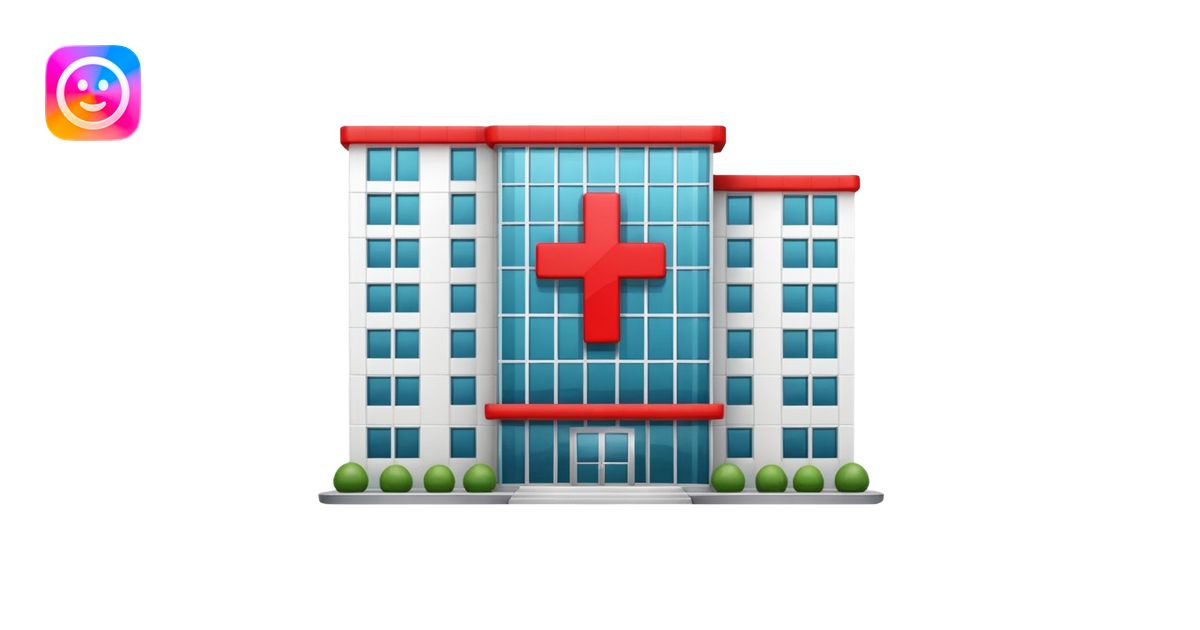 A hospital building with a red +. In PNG format. emoji | AI Emoji Generator