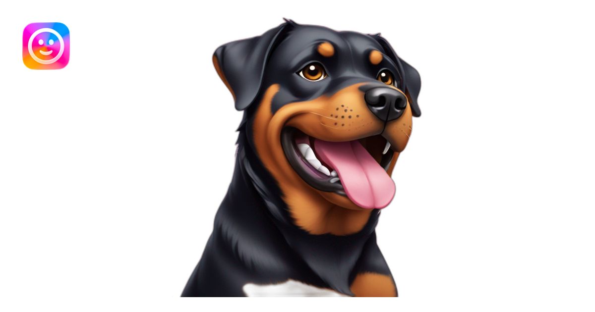 Rottweiler dog winking tongue out emoji | AI Emoji Generator