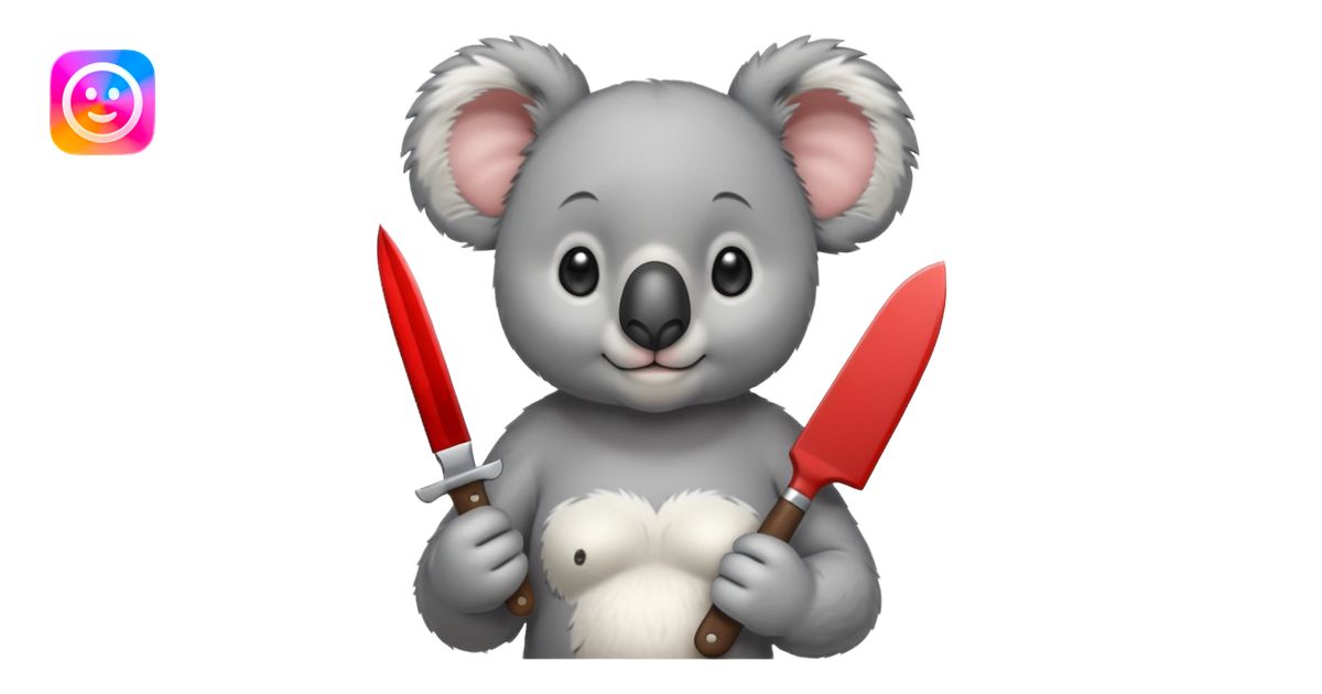 Female koala with knife emoji | AI Emoji Generator