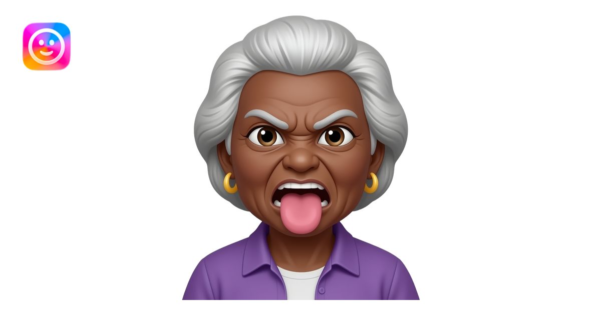 angry black ethnicity old grandma spitting emoji | AI Emoji Generator
