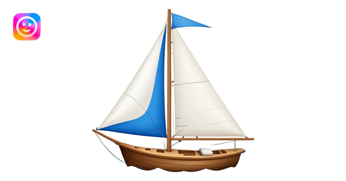 Sailboat – White sail on wooden hull emoji | AI Emoji Generator