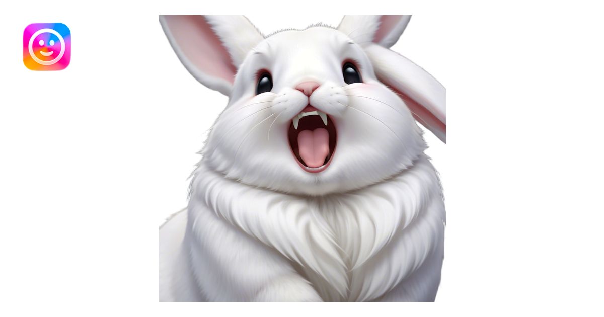 Cinematic Cute Yawning White Rabbit Portrait Emoji, Head tilted ...