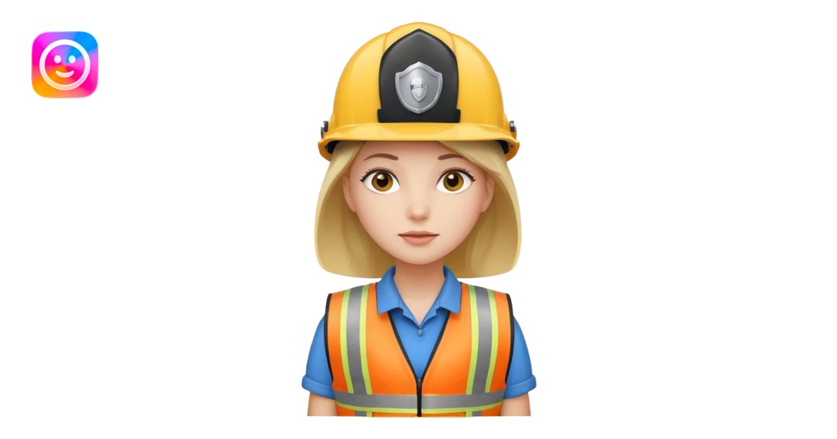 Girl standing with her security helmet and security vest on emoji | AI ...