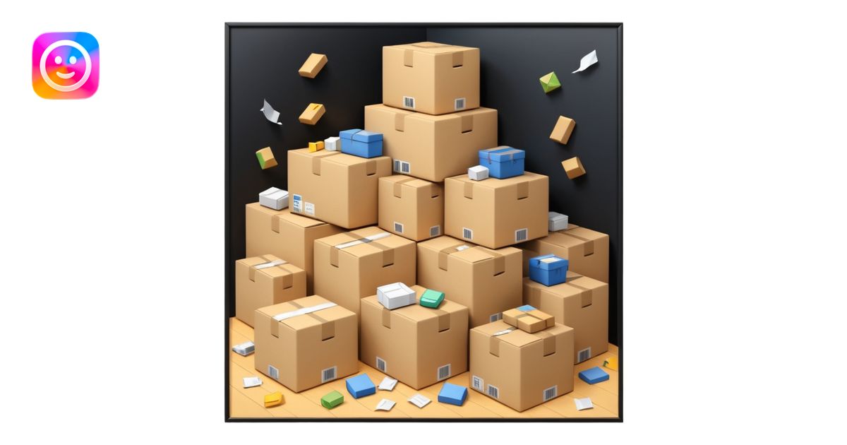 Generate a realistic emoji-style of a overfilled storage room where the ...