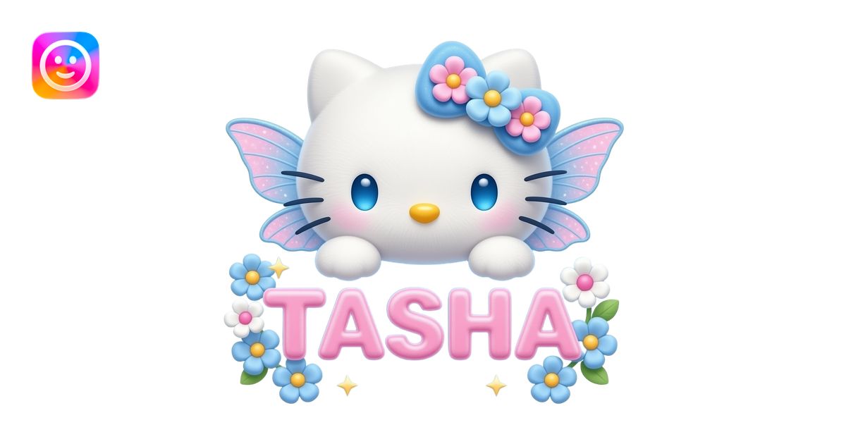 White velvety fur 3D hello kitty head with blue white pink gradient 3D ...